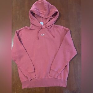 Nike Mini Swoosh Pullover Hoodie XS Red Pink Center Logo Sweatshirt Unisex